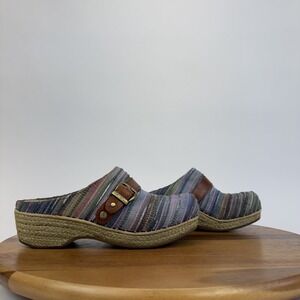 Womens Dansko Jute Stripped Espadrille Woven Slip On Clogs Mules Size EU 37 GUC